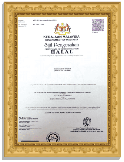 JAKIM Halal certificate — MY US Pizza Sdn Bhd